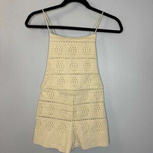 Zara Cream Crochet Tank Romper